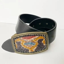 Alumaline 4108 Brass? Abstract Belt Buckle BB-317 Western Beaded