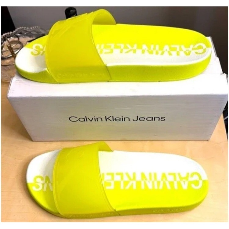 APL Sandali Calvin Klein Aerlin Slide da uomo gialli nuovi con scatola
