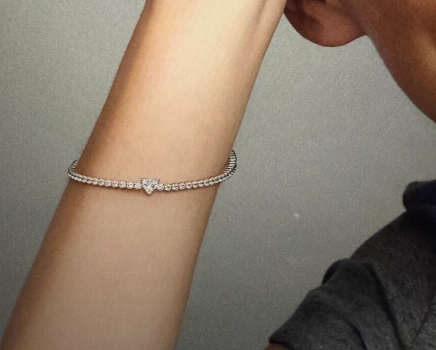 Pandora Sparkling Heart Tennis Bracelet 590041C01-16 | eBay UK