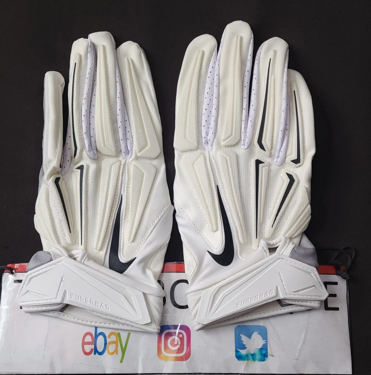 Nike Superbad NFL Team Issued Padded Leather Football Gloves White