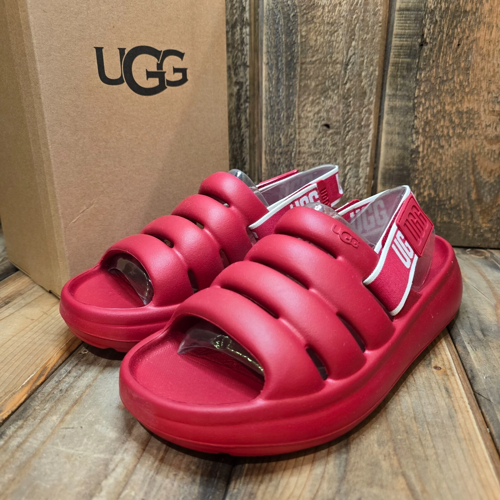 SANDALO SLINGBACK IMPERMEABILE UGG SPORT YEAH SLIDE DONNA US 8 SAMBA ROSSO