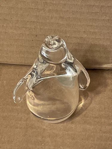Vintage Signed Steuben Art Glass Penguin Paperweight Figurine About 3 1/2”