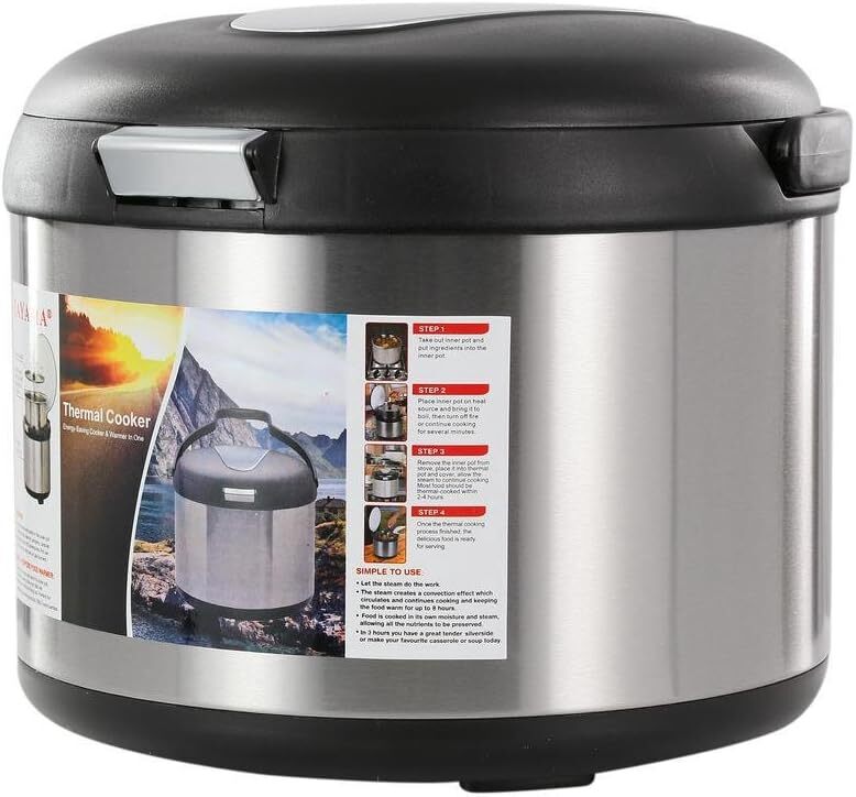 Tayama TXM-50CF Energy-Saving Thermal Cooker, 5 L, Black,Sta
