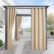 RYB HOME Outdoor Curtains for Patio - 52"W x 84"L Pack of 1 , Biscotti Beige