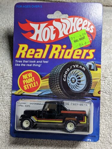 HOT WHEELS REAL RIDERS JEEP SCRAMBLER BLACK WITH WHITE HUBS 1983 ON THE CARD - Picture 1 of 16