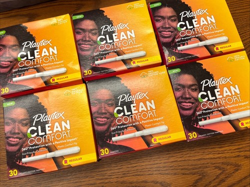 Lot Of 2 - Playtex Clean Comfort Organic Cotton Tampon REGULAR Absorbency 30 ct - Picture 5 of 5