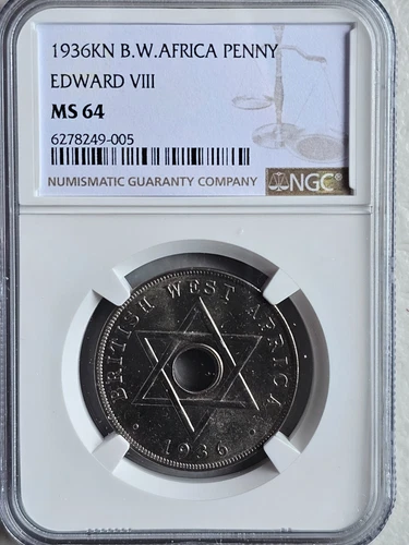 British West Africa 1 Penny 1936KN Edward VIII NGC MS 64
