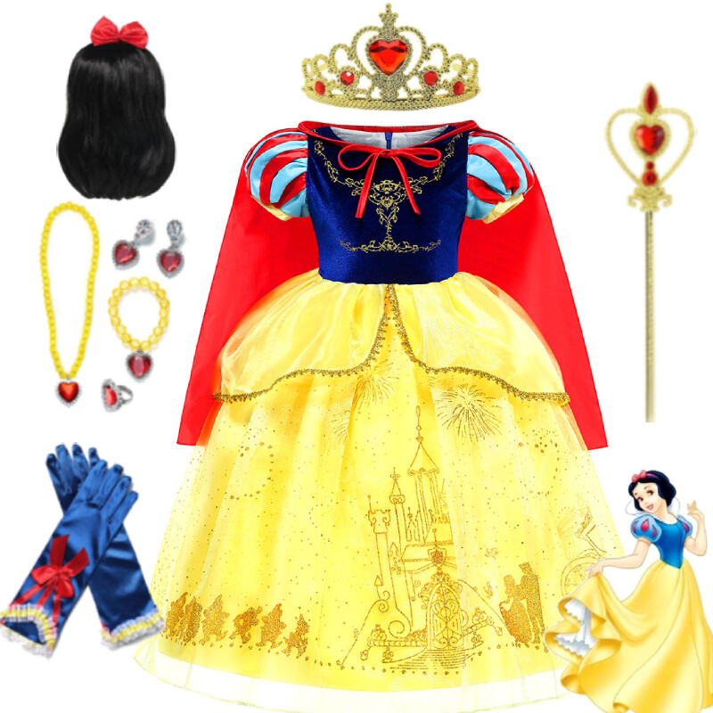 Disfraz de Princesa para Niñas Blancanieves Juegos con disfraces Niños Fiesta Carnaval Elegante