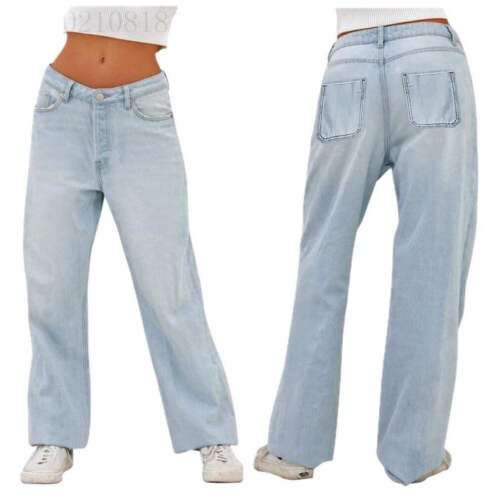 Womens Jeans High Waist Loose Wide Leg Denim Pants Fashion Street Commuting Cott - Picture 16 of 18