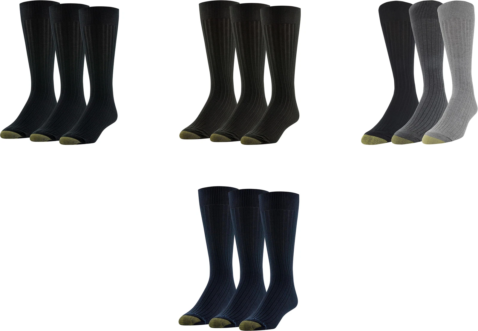 GOLDTOE Men's Classic Canterbury Crew Dress Socks (3 Pairs)
