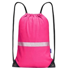 Pink Drawstring Backpack Bag work Sackpack