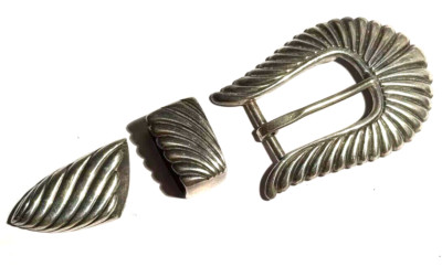 DOUGLAS MAGNUS SANTA FE NEW MEXICO STERLING SILVER 3 PIECE ARTISAN BELT BUCKLE 