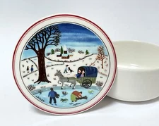 VILLEROY AND BOCH LAPLAU NAIF PORCELAIN LIDDED TRINKET BOX WINTER SCENE