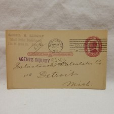 UX24 ''WILLIAM McKINLEY'' POSTAL CARD POSTMARKED 1912