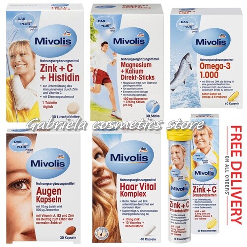 Buy Mivolis Vitamin Minerals Immune Health Omega-3 Zink Magnesium Eye Hair  Tablets Online in Italy. 283292389306