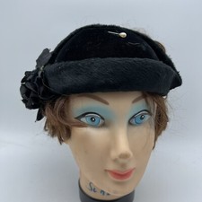 Women s Vtg Flapper 20 s Style Hat Halftime Hat Black Velvet Wiltshire Hats