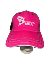 Team MILA w Guitar Embroidered on Pink Black White Trucker Hat Cap Snapback EUC