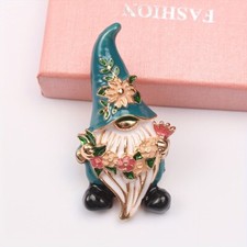 Prendedor broche gnomo esmaltado de inspiración vintage - Prendedor de diseño de personaje de dibujos animados único