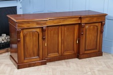 Original Antique Victorian Grand 4 Door Blond Mahogany Breakfront Sideboard 1870