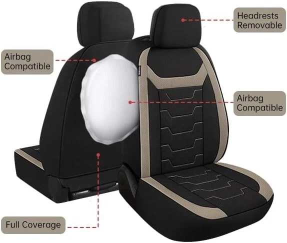 Juego completo de fundas para asientos de coche Beige 3D Air Mesh Universal Fit - Image 2 of 4