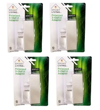 4 Pack Triple Outlet Adapter Polarized 2 Prong AC Power In-Wall Adapter UL