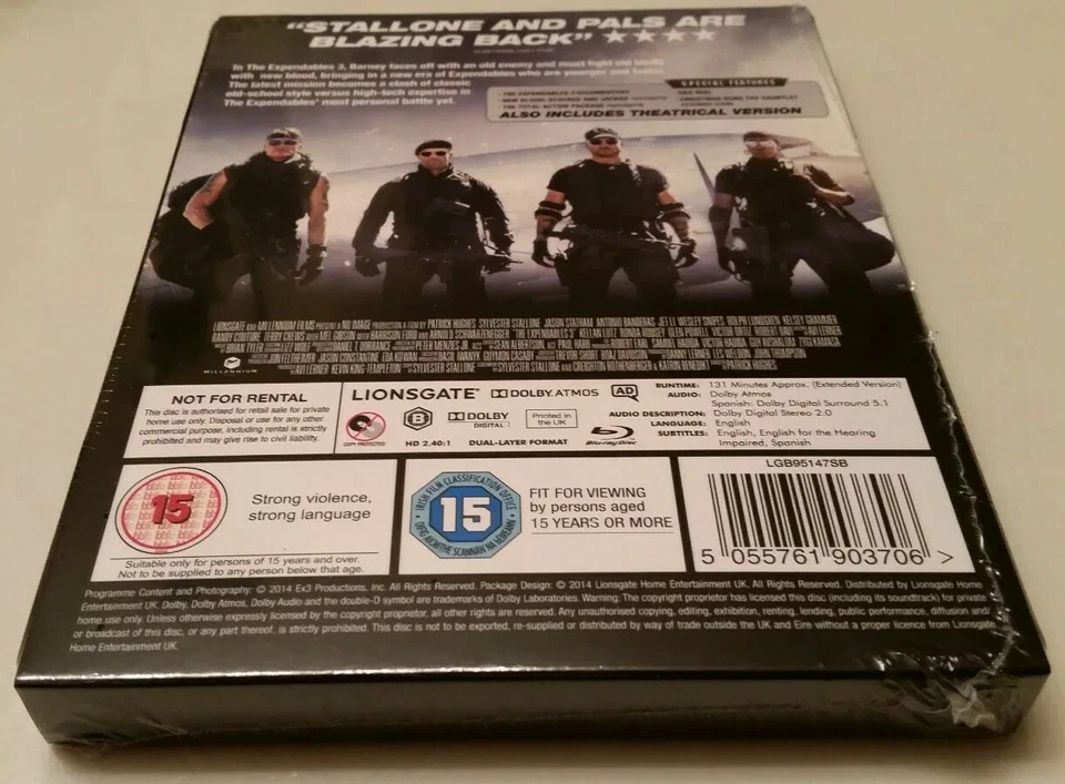 The Expendables 3 Embossed STEELBOOK Zavvi (Blu-ray, UK) REGION B OOP - Image 3 of 4