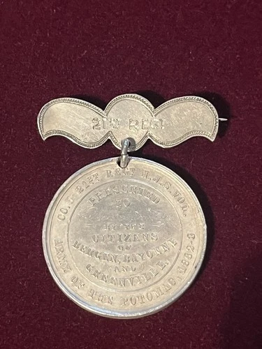 RARE Civil War 1863 Silver Presentation Medal, 24th NJ Vols, Army Potomac Named