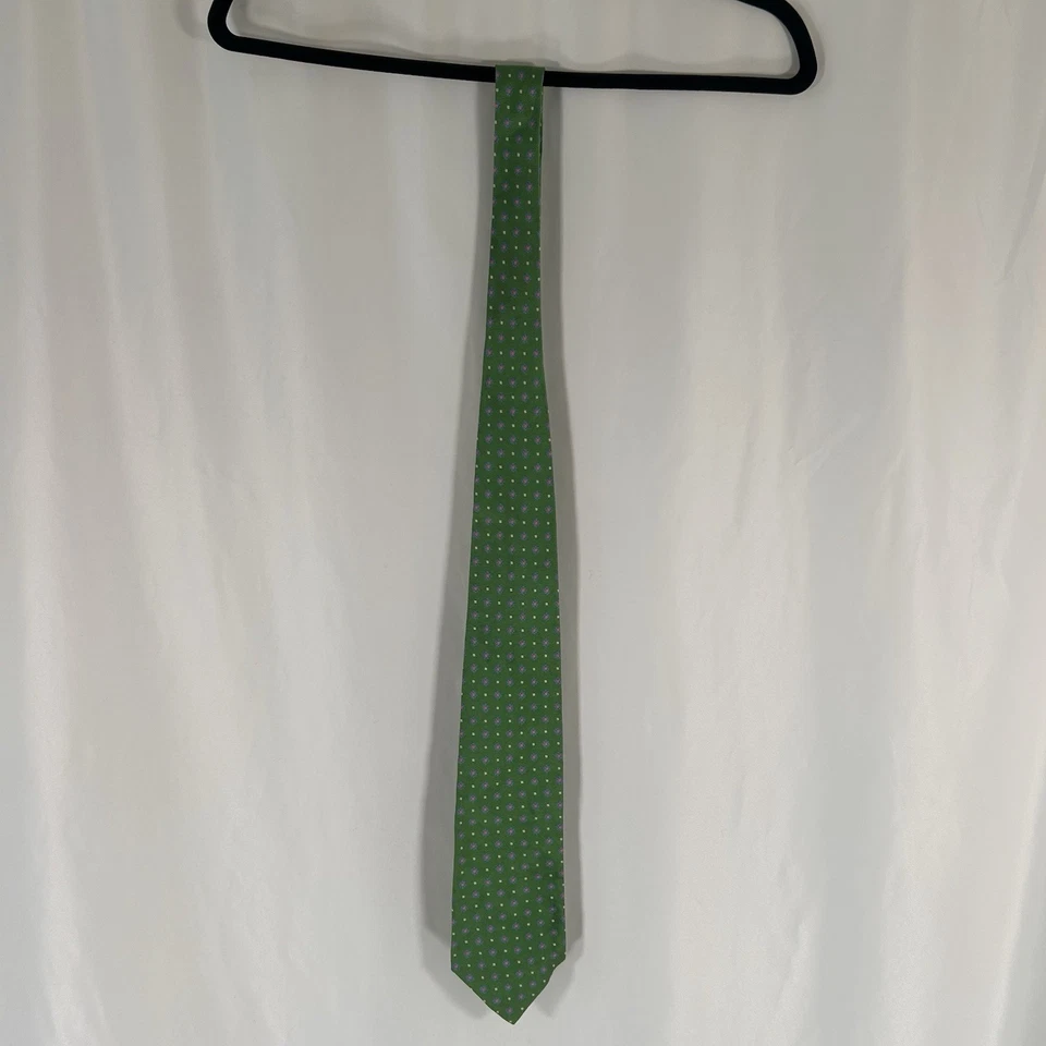 Corbata Brooks Brothers para hombre 59" verde floral 100 % seda 4" de ancho hecha en EE. UU. Foto 2 de 4
