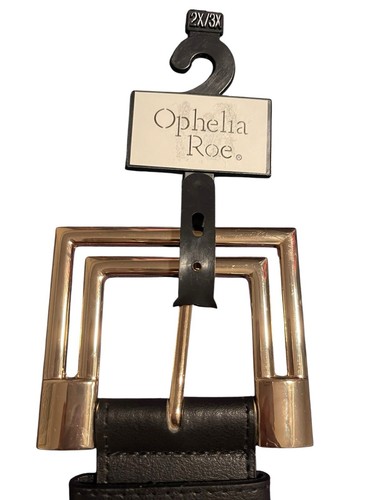 Ophelia Roe Woman's Faux Leather Belt Size 2X/3X NEW WITH TAGS Black/gold - Picture 4 of 5