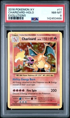 2016 POKEMON XY EVOLUTIONS #11 CHARIZARD-HOLO PSA 8
