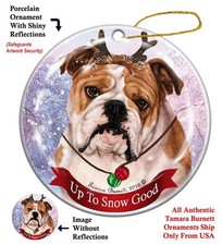 English Bulldog Up To Snow Good Holiday Ornament