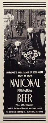 1945 National Beer Baltimore MD Print Ad - Maryland's Ambassador of Good Cheer 