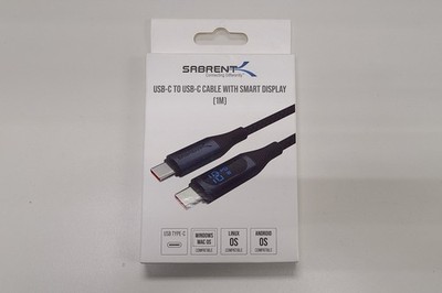 SABRENT USB-C to USB-C Charging Cable w/ Smart Display, 1M/3.3FT Long, Brand New