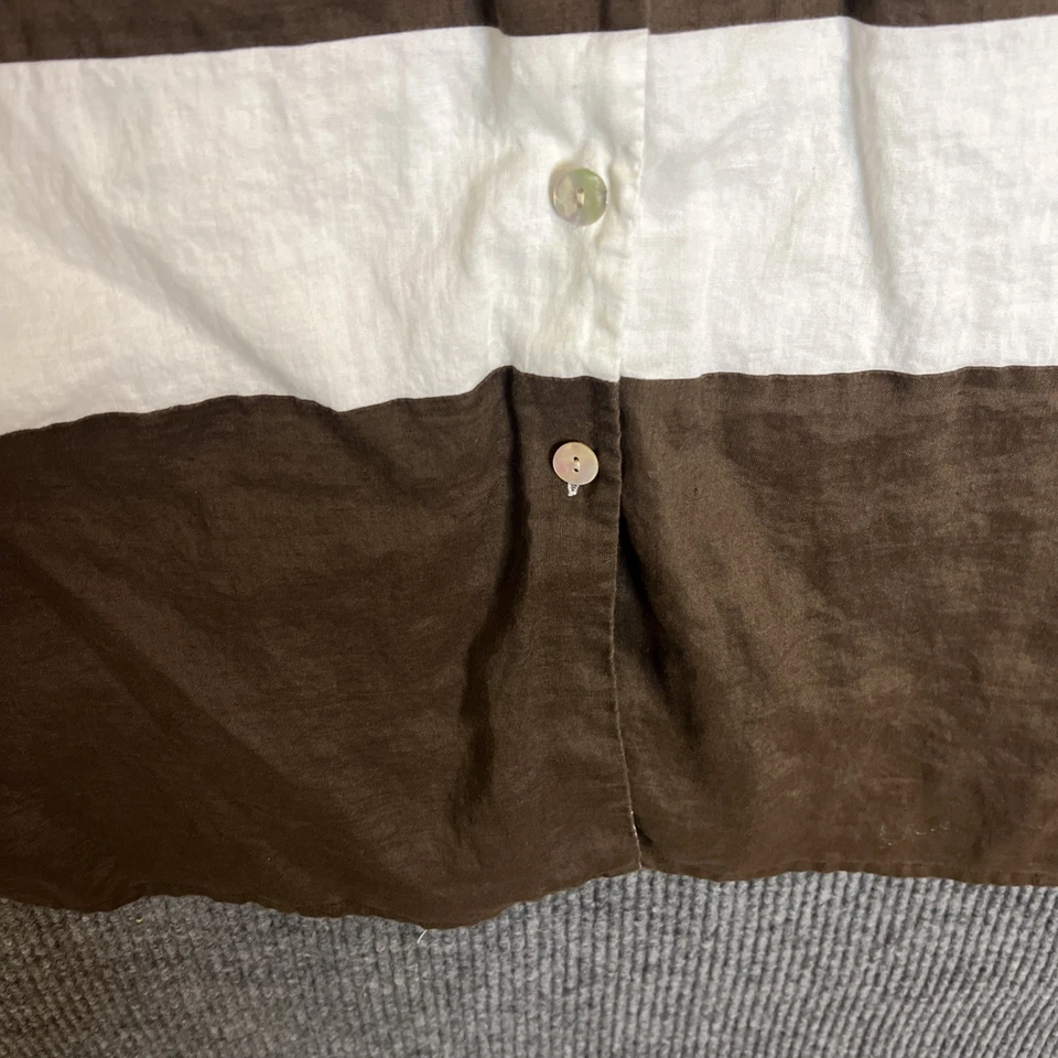 Camisa abotonada vintage Cali para mujer talla 16 a rayas lino Lagenlook minimalista Foto 3 de 4