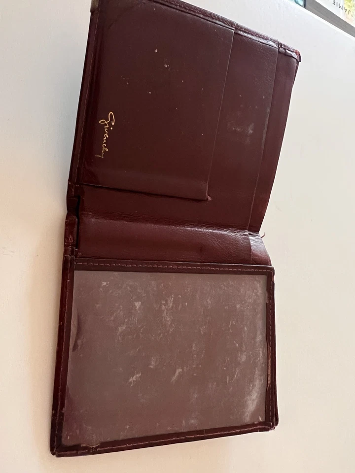 Cartera plegable vintage de cuero Givenchy borgoña Foto 4 de 4