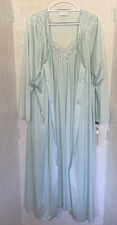 Vintage NEW Shadowline Peignoir Nightgown Robe Set Nylon Light Blue Size 2X