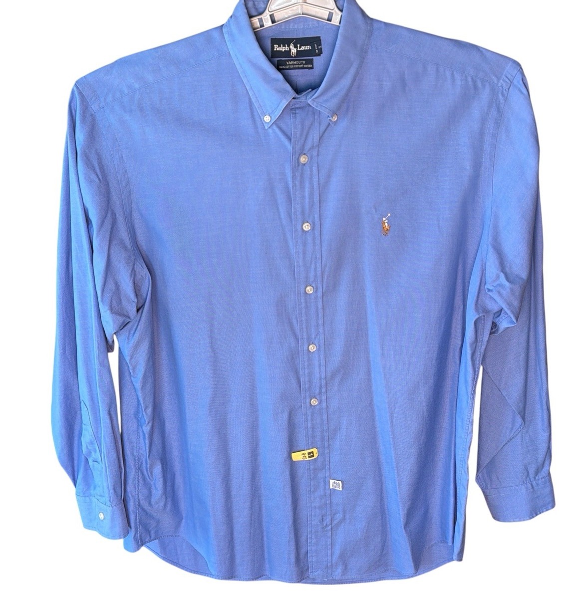 Ralph Lauren Yarmouth Vintage Mens 17/36 Blue LS Pinpoint Oxford