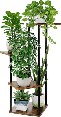 4 Ebenen Metall Pflanzenständer Indoor Blumenregal Eckregal für Balkon Wohnzimmer