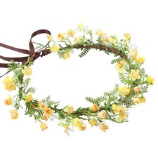 KorViSHOW Yellow Bohemian Flower Crown, Fairy 1 Count Pack of 1 ,