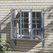 PawHut Catio Outdoor, Cat Window Catio for 2-3 Cats, for Playing Sunbathing