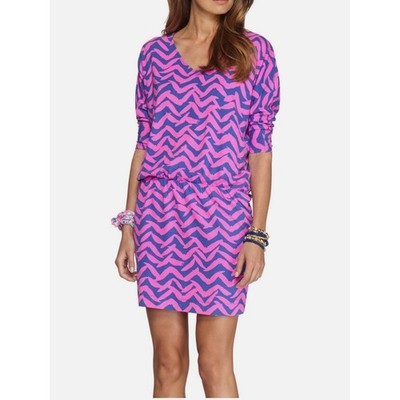 Lilly Pulitzer Cara Dolman Dress Pop Pink V Neck Casual Size XS
