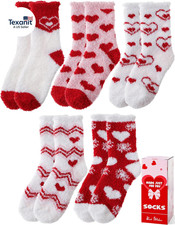 Womens Fuzzy Socks Warm Fluffy Cozy Winter Slipper Thick Fleece Heart Socks 5 Pa