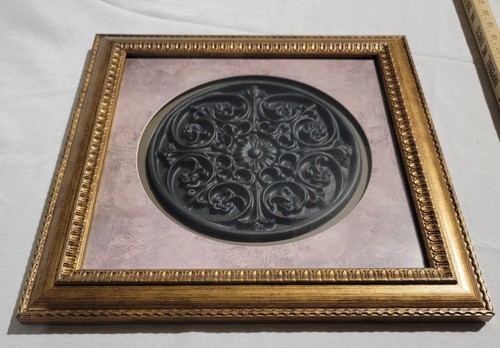 Gold Colored Frame Circle Medallion Wall Hanging Decor 14" x 14"
