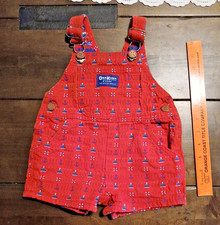 Oshkosh Red Short Overalls W/ Anchors, Boats Nautical Vestbak Shortalls 6/9 Mos