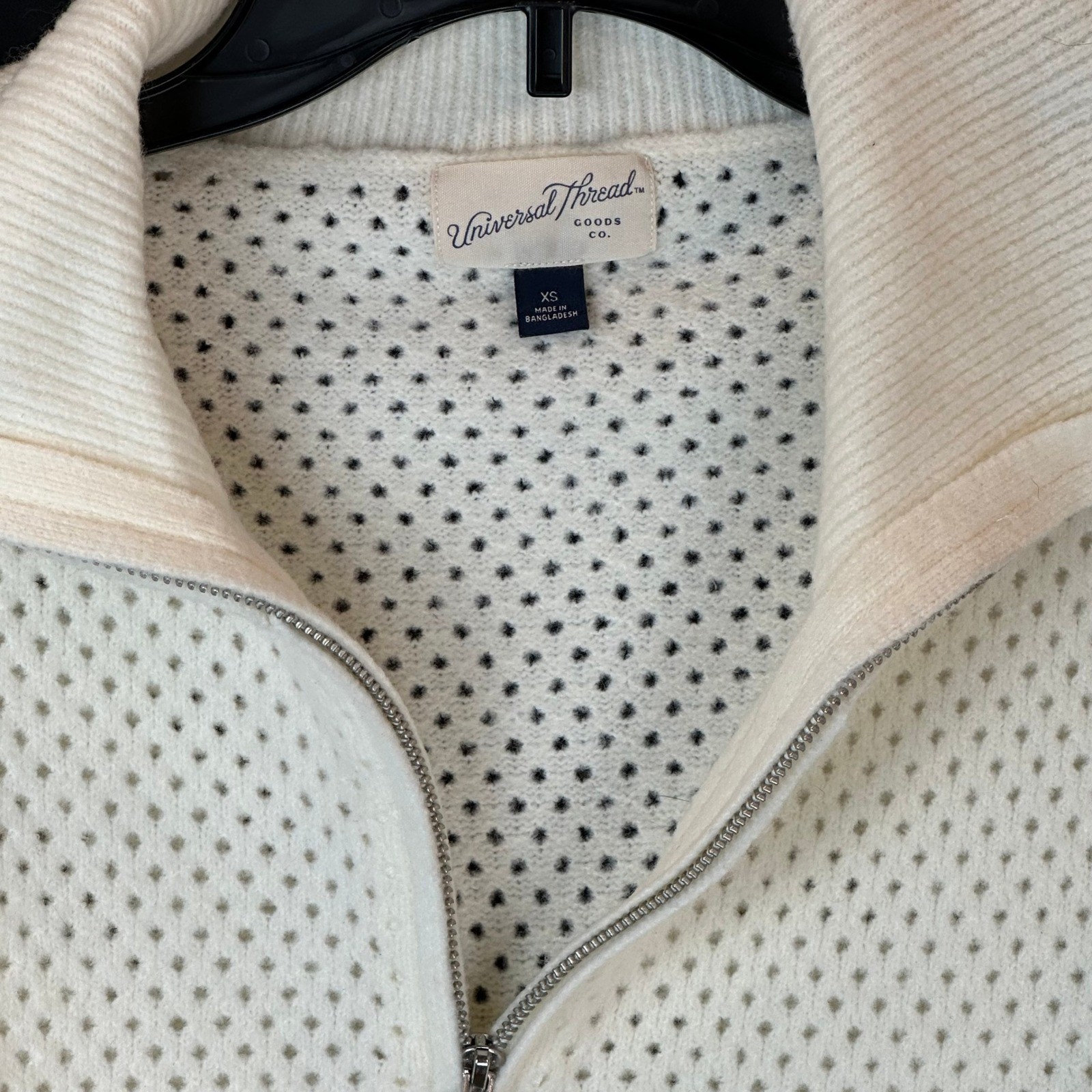 Universal Thread Cream White Pointelle Quarter Zi… - image 2