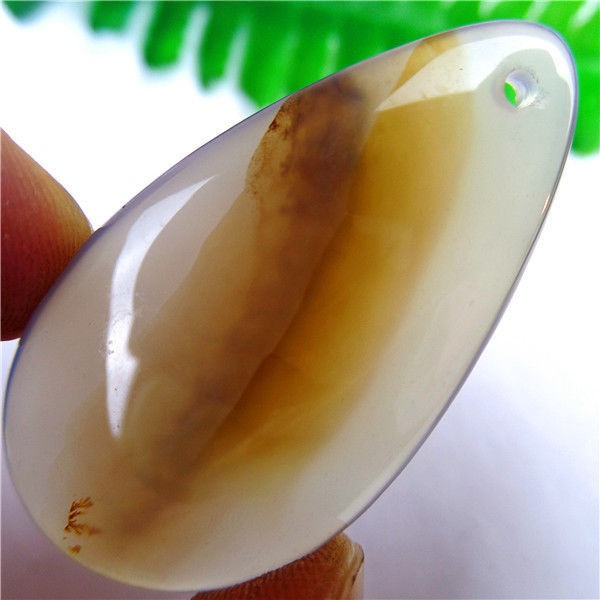 Pendentif agate dendrite naturelle 53mm, collier pierre véritable avec cordon - 2