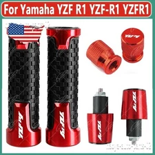 3PCS For YAMAHA YZF R1 7/8" 22MMHandlebar Grips Handle Bar End Cap Tire Valve