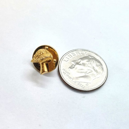 Tiny Small Mushroom Lapel Pin Nature Woodland Vintage Gold Tone Fashion Jewelry - Picture 2 of 3