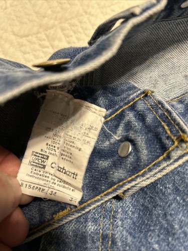 VTG Y2K Carhartt denim blue jeans double knee work wear carpenter pants 34/34 by Carhartt, $97.5 - Photo 3