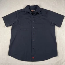 Jesse James Workwear Black Shirt Men MED Short Sleeve Button Biker Chopper Y2K